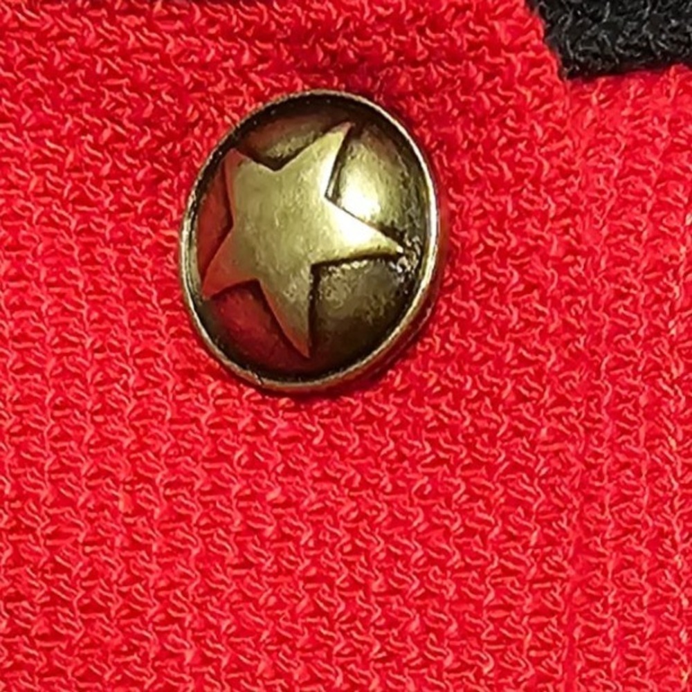 Vintage Banks 1X Red Patriotic Cardigan Sweater Stars USA Flag Embroidered EUC - Picture 6 of 11